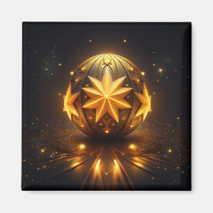 Fraktale Fantasie Bronze Kugel Gold Sterne  Magnet