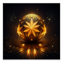 Fraktale Fantasie Bronze Kugel Gold Sterne