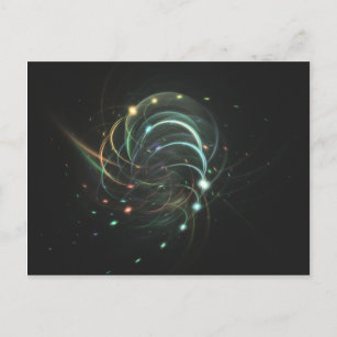 Fraktale-Farben Feuerwerk Spirale Postkarte