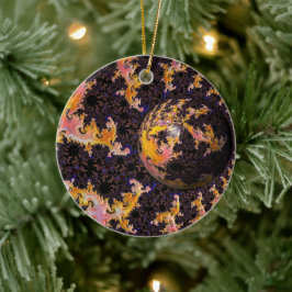 Fraktale Feuersturm-Kugel Keramik Ornament