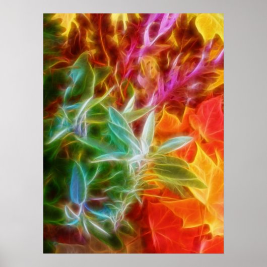 Fraktale Herbstblätter Regenbogen Poster (Vorne)