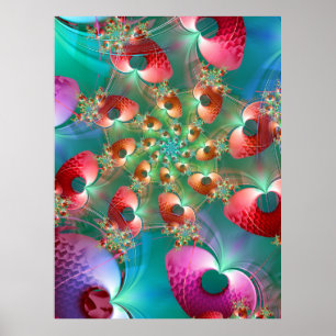 Fraktale Herzen Spiral Poster