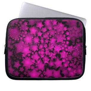 Fraktale Kunst Hot Pink Neonsterne Laptopschutzhülle