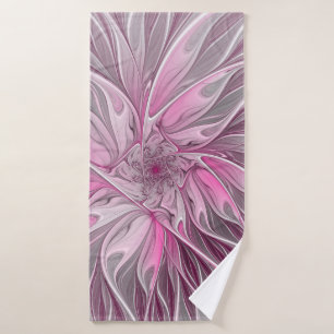 Fraktale rosa Blumen Traum, florales Fantasy-Muste Badehandtuch