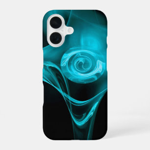 FRAKTALE ROSE, Blau Türkis Schwarz iPhone 16 Hülle