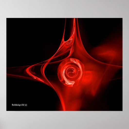FRAKTALE ROSE, rot, schwarz Poster (Vorne)