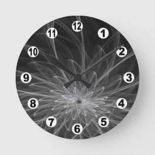 Fraktale und Fantasy-Lichter / Moderne BW Runde Wanduhr