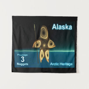 Fraktaler Inuit-Jäger - Alaska-Briefmarke Wandteppich