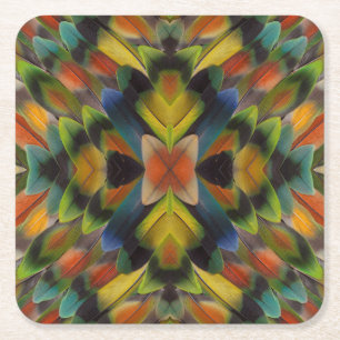 Fraktales Design von Lovebird-Federn Rechteckiger Pappuntersetzer
