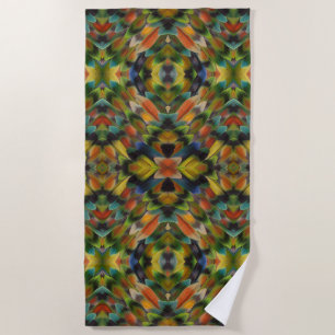Fraktales Design von Lovebird-Federn Strandtuch