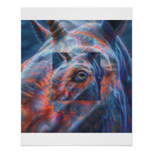 Fraktales Einhornge Auge Nahaufnahmeporträt Poster