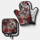 Fraktalmuster Ofenhandschuh & Topflappen-Set (Vorderseite/Rückseite)