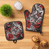 Fraktalmuster Ofenhandschuh & Topflappen-Set (Oben Unten)