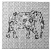 Fraktalstrudelelefant - Grau, Schwarzweiss Fliese (Vorderseite)