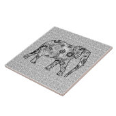 Fraktalstrudelelefant - Grau, Schwarzweiss Fliese (Seite)