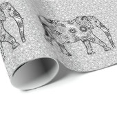 Fraktalstrudelelefant - Grau, Schwarzweiss Geschenkpapier (Rolleneckpunkt)