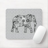 Fraktalstrudelelefant - Grau, Schwarzweiss Mousepad (Mit Mouse)