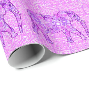 Fraktalstrudelelefant - lila und Orchidee Geschenkpapier