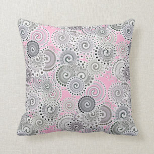 Fraktalstrudelmuster, -ROSA und -GRAU Kissen
