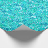 Fraktalstrudelmuster, Schatten des Ozeanblaus Geschenkpapier (Ecke)