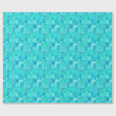 Fraktalstrudelmuster, Schatten des Ozeanblaus Geschenkpapier (Flach)