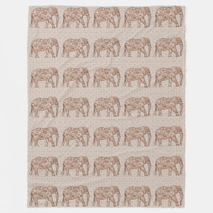 Fraktalwirbel-Elefant - braun und taupe Fleecedecke