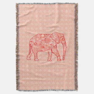 Fraktalwirbel-Elefant - Korallenorange und Weiß Decke