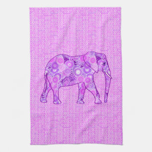 Fraktalwirbel-Elefant - lila und Orchidee Küchentuch