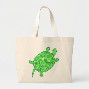 Fraktalwirbel-Schildkröte - Limettengrün und Smara Jumbo Stoffbeutel