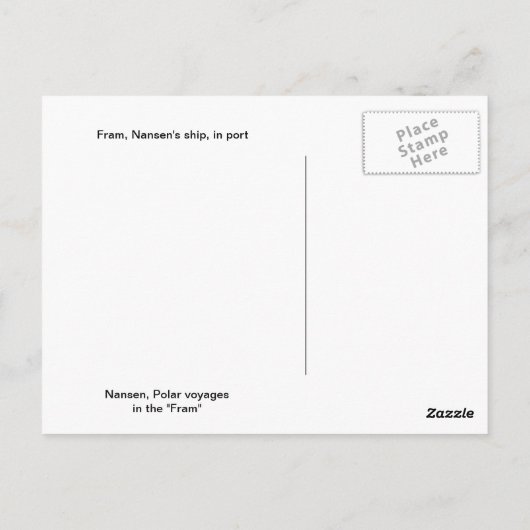 Fram, Schiff von Nansen, im Hafen Postkarte (Rückseite)