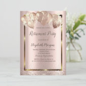 Frame Confetti Balloons Rose Gold Rentierung Einladung (Stehend Vorderseite)