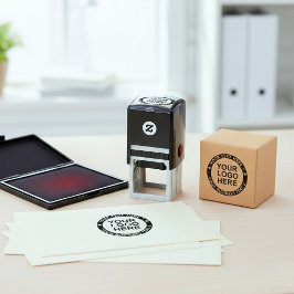 Frame Logo Stamp. Custom Round Brand Business Name Permastempel