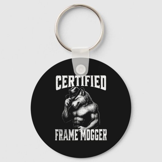Frame Mogging - lustiges Cringe-Alpha-Wolf Schlüsselanhänger (Vorderseite)