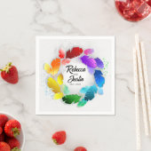 Frame Rainbow Feathers Floral Modern Boho Serviette (Beispiel)