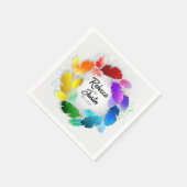Frame Rainbow Feathers Floral Modern Boho Serviette (Ecke)