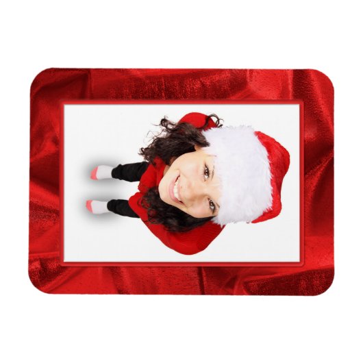 Frame - Red Metallic Crumpled Fabric Foto Magnet (Horizontal)