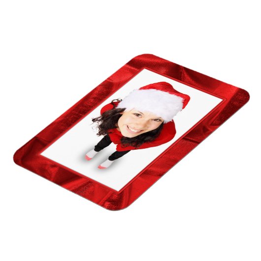 Frame - Red Metallic Crumpled Fabric Foto Magnet (Linke Seite)
