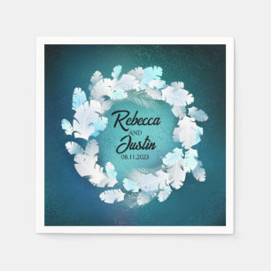 Frame White Feathers Floral Modern Boho Serviette