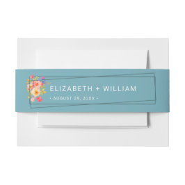 Frame with Roses, Wedding style on retro blue Einladungsbanderole