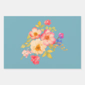 Frame with Roses, Wedding style on retro blue Geschenkpapier Set (Vorderseite 3)