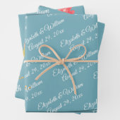 Frame with Roses, Wedding style on retro blue Geschenkpapier Set (Beispiel)