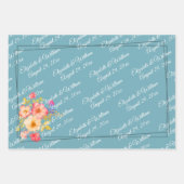 Frame with Roses, Wedding style on retro blue Geschenkpapier Set (Vorderseite)