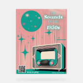 Framed 1950s Music Art Dementia Gift with QR Code Acrylschild (Vorderseite)