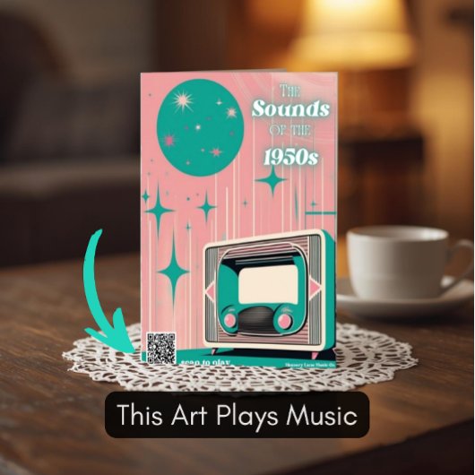 Framed 1950s Music Art Dementia Gift with QR Code Acrylschild