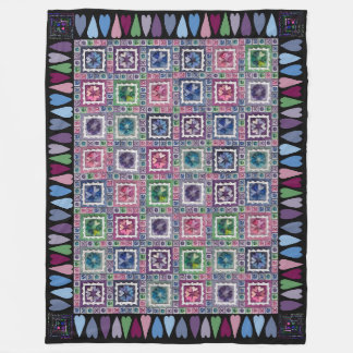 Framed Hearts Patchwork Fleece Blanket