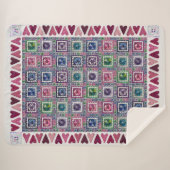 Framed Hearts Patchwork Fleece-Decke Sherpadecke (Vorderseite (Horizontal))