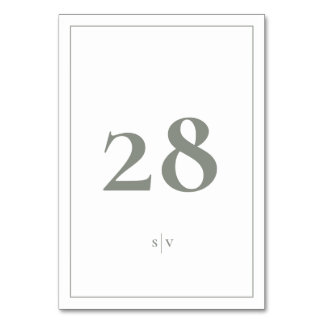 Framed | Monogram Elegant Sagegrün Hochzeit Tischnummer