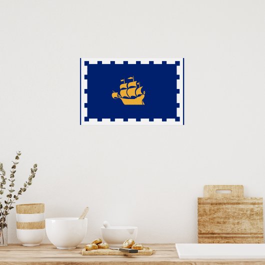 Framed print with Flag of Quebec City, Canada Poster (Küche)