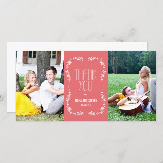 Framing Blätter Hochzeit Danke Cards Lachs (Vorne/Hinten)