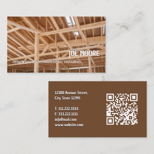 🚧 Framing Contractor QR Visitenkarte (Vorne/Hinten)